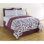 Essential Home 6-PC Twin Bedding Comforter Set Vertical Vines & Dots Purple. Fixed Price $98.99.