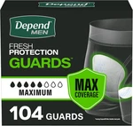 Depend Guards Men Incontinence Pads Max Absorbency 104CT Protection. Fixed Price $51.19.