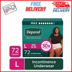 Depend Fresh Protection Incontinence Underwear For Women, Adult Diapers, L, 72CT. Fixed Price $55.99.
