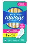 Always Pads Size 1 Ultra Thin 36 Count Regular. Fixed Price $16.81.