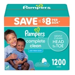 Pampers, Complete Clean Baby Wipes, Fresh Scent, 15 Pk., 1200. Fixed Price $42.21.