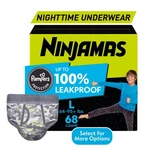 Ninjamas Boys Bedwetting Nighttime Underwear, Size (64-95+ Lbs), 68 Count. Fixed Price $33.53.