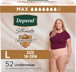 Depend Silhouette Women Incontinence Underwear Max Absorbency Large 52CT. Fixed Price $67.84.