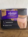 Always Discreet Boutique Incontinence Postpartum Underwear Max Size 18 Count. Fixed Price $12.00.