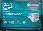 Rely Incontinence Brief Maximum Absorbency Underwear 20-COUNT Medium 34"-46". Fixed Price $22.97.