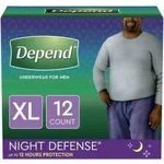 New Sealed Depend Defense Overnight Underwear For Men - Size Xl, Pk Of 12. Fixed Price $19.99.
