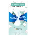 Always Pure Cotton With Wings Size 1 Regular Unscented - 28CT. Fixed Price $11.94.
