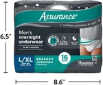 Assurance Men's Incontinence Underwear, / Extra Large, Overnight, 16 Count. Fixed Price $22.99.