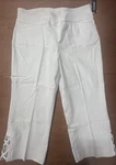 Briggs Women's Capri Pants White Lace-up Hem Pull On Stretch Straight Leg. Fixed Price $16.99.