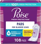 Poise Incontinence & Postpartum Pads For Bladder Leaks, 4 Long Length, White. Fixed Price $42.32.