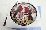 Red Cardinal Stained Glass Suncatcher Window Hanging 8" With Suction Cup & Chain. Fixed Price $13.99.