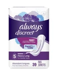 Always Discreet Pads, Size 5, Heavy Absorbency, Long Length, 39 Count. Fixed Price $20.99.