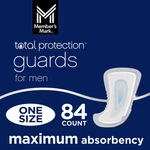 Member's Mark Total Protection Guards For Men, Maximum, 84 Count. Fixed Price $40.99.