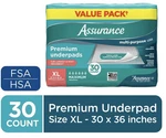 Assurance Unisex Premium Underpad For Adults, Xl Maximum Absorbency (30 Count). Fixed Price $28.00.