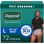 Depend Incontinence Underwear Mens Large Max Absorbency 72 Count. Fixed Price $49.87.