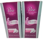 (2) Poise Active Collection Ultra Thin Pads W/wings, Reg Length Level 5 Maximum. Fixed Price $59.99.