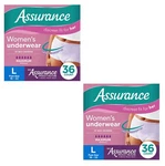 72 Count Assurance Incontinence Underwear Women Maximum Absorb Size L (2 36CT). Fixed Price $69.99.