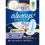 Always Ultra Thin Extra Heavy Overnight Pads Size 5, 34 Count. Fixed Price $24.15.