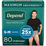 Depend Fit-flex Incontinence Underwear For Men, Maximum Absorbency S-m 80CT Gray. Fixed Price $41.95.