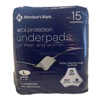 Members Mark Under Pads For & Women Total Protection Large 23"- 36" 15 Ct.. Fixed Price $9.58.