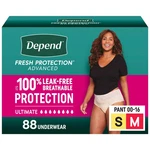 Depend Protection Plus Ultimate Underwear For Women. Sm, Med, Lg, And Xlg. Fixed Price $68.99.