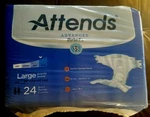 Attends Advanced Briefs/adult Diapers Sz L; 44-58"; 24COUNT; Incontinence/health. Fixed Price $5.59.