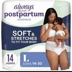 Always Postpartum And Adult Incontinence Underwear For Women, Large - 14 Ct. Fixed Price $20.88.