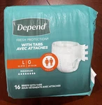 Pkgs Depend Fresh Protection With Tabs, Maximum, Large 35-49" Pack Of 16 .. Fixed Price $39.99.