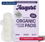 August Super Cotton Menstrual Pads, 36-PACK Ultra Thin With Wings, Hypoalle. Fixed Price $32.05.