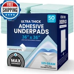 Adhesive Disposable Bed Pads, 3XL 36"X36", 50 Pack, 125G, Non-slip. Fixed Price $49.99.
