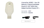 Convatec 411267 Sur-fit Natura 2-PIECE Drainable Pouch 3/4. Fixed Price $24.00.