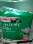Walgreens Certainty Unisex Briefs Sz. Maximum Absorbency 40 Count Fits 32-44". Fixed Price $22.00.
