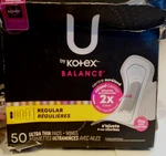 By Kotex Balance Ultra Thin Pads With Wings, Regular 50 Count Damaged Box. Fixed Price $11.99.