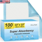 100 Count 22 X Super Absorbency Disposable Underpads, Leakproof Quick Dryin. Fixed Price $43.04.