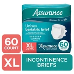Assurance Unisex Incontinence Briefs With Tabs, Maximum Absorbency, XL(60 Count). Fixed Price $49.17.