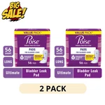2 Pack Poise Incontinence Pads Women Ultimate Absorbency Long 56 Count New Hot. Fixed Price $58.99.