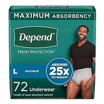 Depend Fresh Protection Mens Incontinence Underwear, Maximum, Large, Grey, 72. Fixed Price $57.88.