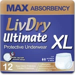 Livdry Ultimate Xl Adult Incontinence Underwear, X-large (12 Count), White. Fixed Price $60.99.