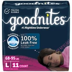 Goodnites Girls' Nighttime Bedwetting Underwear, Size Large, Multi-colored. Fixed Price $18.01.