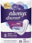 Always Discreet Adult Incontinence Pads, Heavy Size 5 - 39 Ct Volume Pricing!. Fixed Price $10.99.