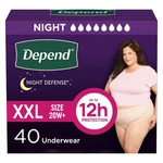 Depend Defense Adult Diapers For Women, Disposable, Overnight, Xxl, 40 Ct. Fixed Price $49.88.