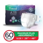 60 Ct Prevail Air Maximum Plus Absorbency Stretchable Incontinence Briefs Size 1. Fixed Price $59.99.