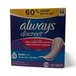 108CT Always Discreet Incontinence Pads, Size 4 Moderate Regular Length Thin. Fixed Price $27.50.