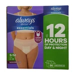 Always Discreet Essentials Underwear For Women, Maximum, 56CT, S/m. Fixed Price $44.99.