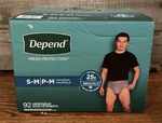 Depend Fresh Protection Men's Incontinence Underwear Size S-m 92 New 50898-01. Fixed Price $45.51.