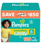 Pampers Swaddlers Diapers, Size 6 (35+ Pounds), 120 Count. Fixed Price $84.99.