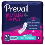 Prevail Incontinent Pad 10-3/4 Inch Regular Length Light 30 Ct. Fixed Price $12.49.