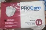 Procare Breathable Adult Briefs Medium 32"-44" Waist Max Absorbency 16-PACK. Fixed Price $5.00.