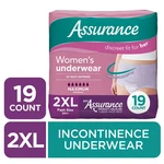 Assurance Women's Incontinence & Postpartum Underwear, Xxl, 19 Count. Fixed Price $24.99.
