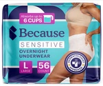 Because 56 Pack Overnight White Women's Large Incontinence Underwear. Fixed Price $60.80.